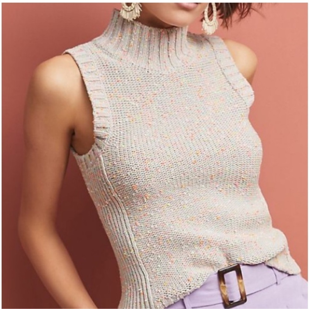 Anthropologie BREA
Sleeveless neon confeti Cotton Knit Mock Neck Tank Sweater XS
